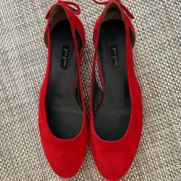 PAUL GREEN Maureen Red Genuine Suede Cutout Back Nows Ballet Flat US9/UK6.5 - Picture 3 of 7